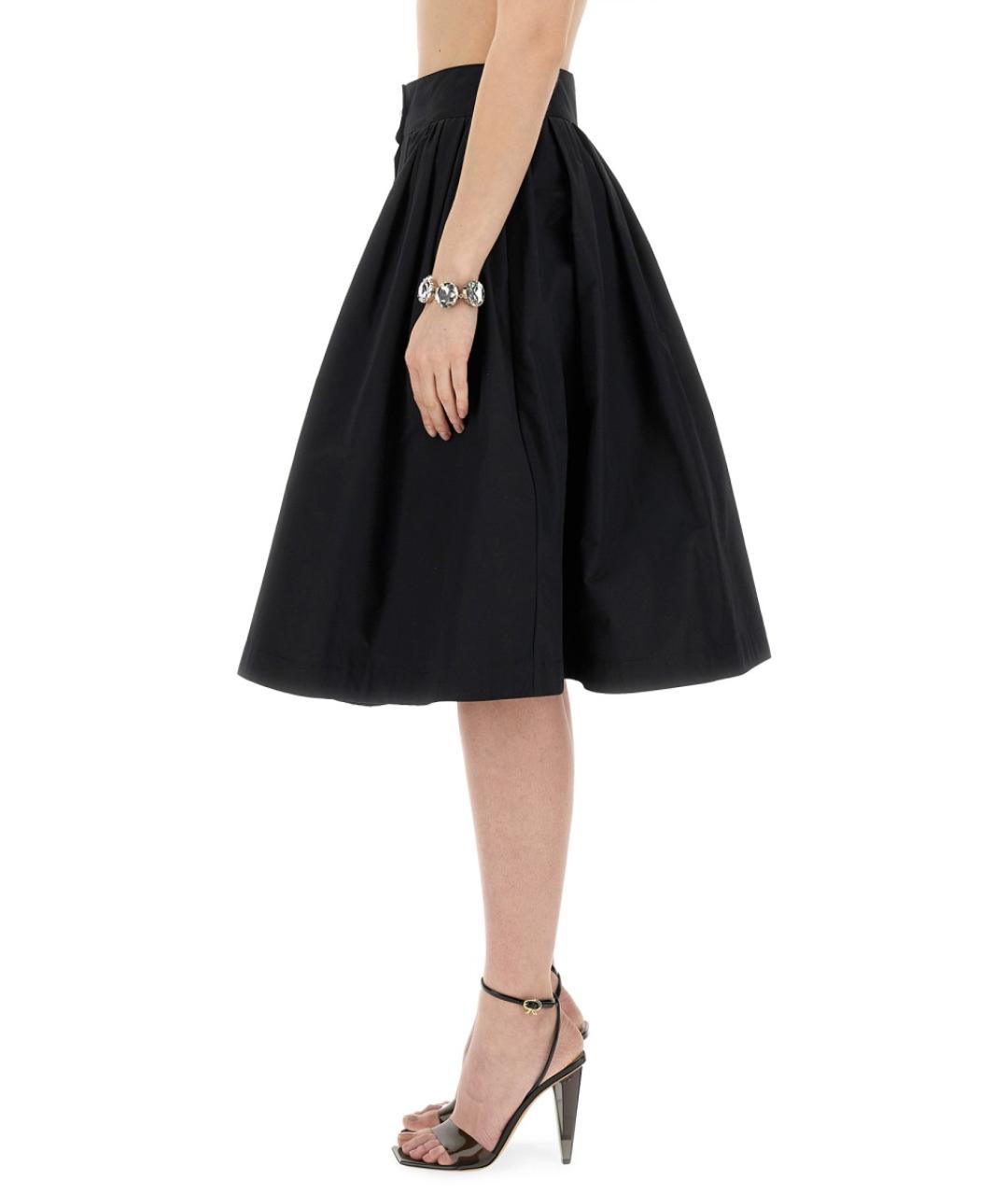 MOSCHINO Черная хлопко-эластановая юбка миди, фото 5