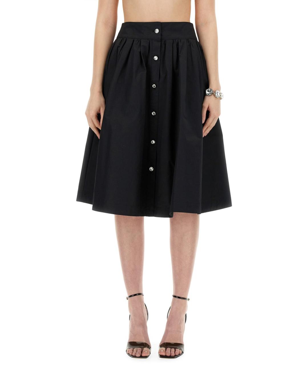 MOSCHINO Черная хлопко-эластановая юбка миди, фото 2