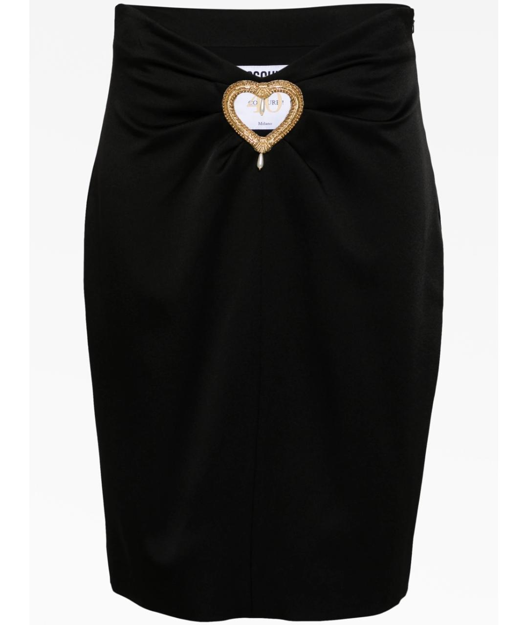 MOSCHINO Черная ацетатная юбка миди, фото 1