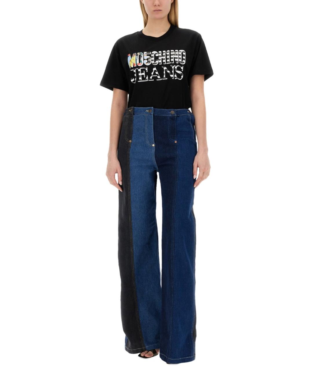 MOSCHINO JEANS Черная полиэстеровая футболка, фото 2