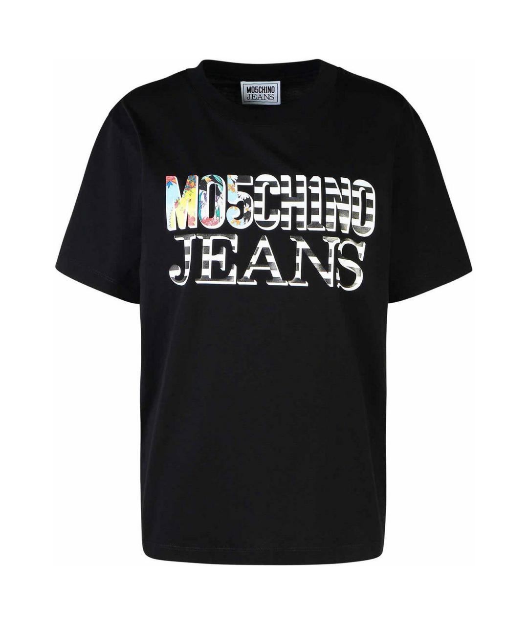 MOSCHINO JEANS Черная полиэстеровая футболка, фото 1