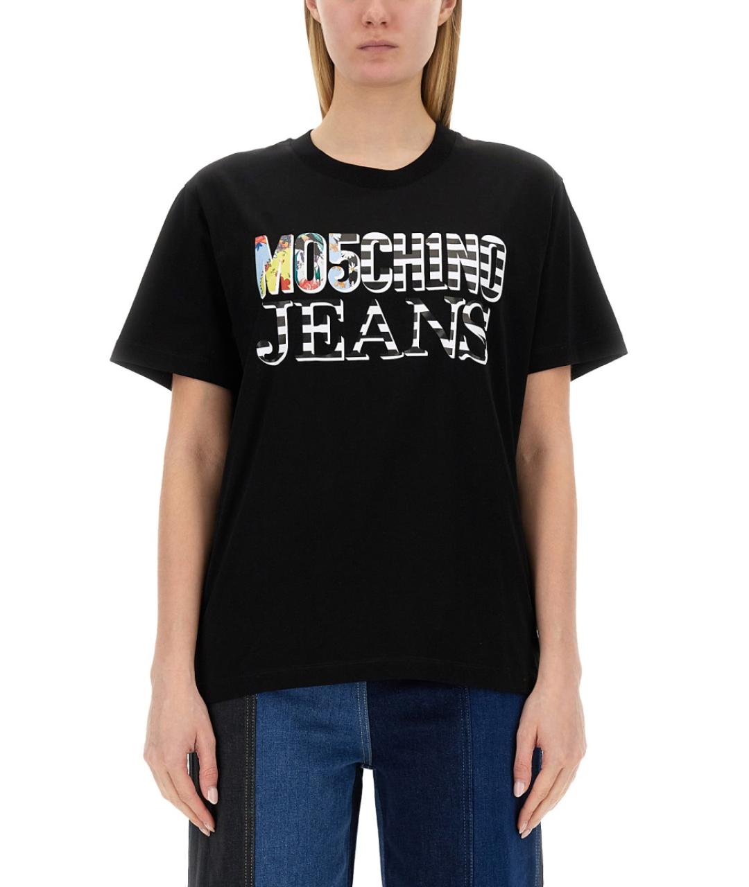 MOSCHINO JEANS Черная полиэстеровая футболка, фото 5