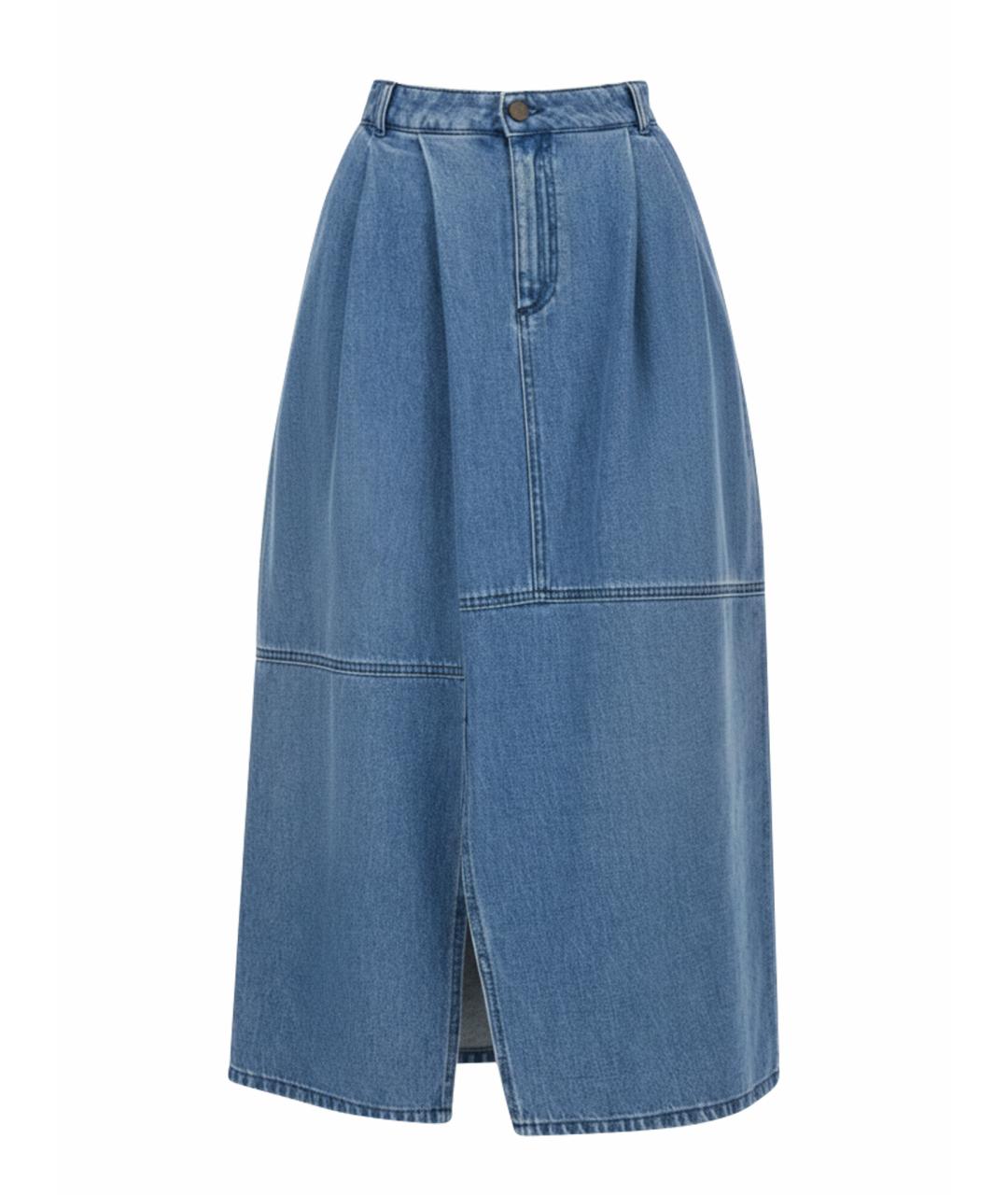 ALYSI Синяя хлопковая юбка миди, фото 1