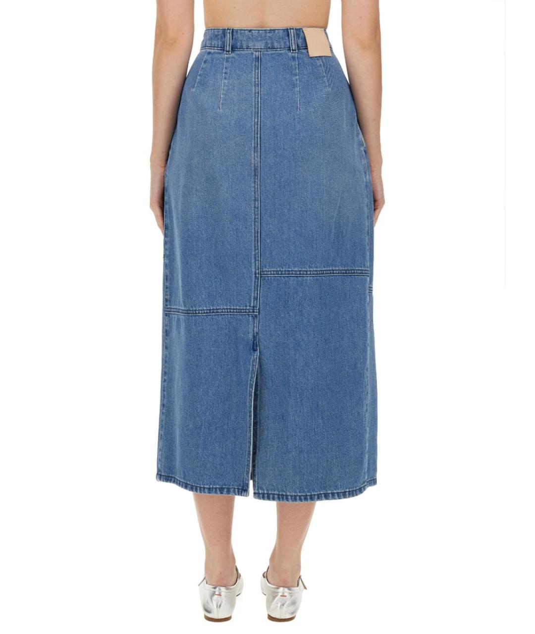 ALYSI Синяя хлопковая юбка миди, фото 3