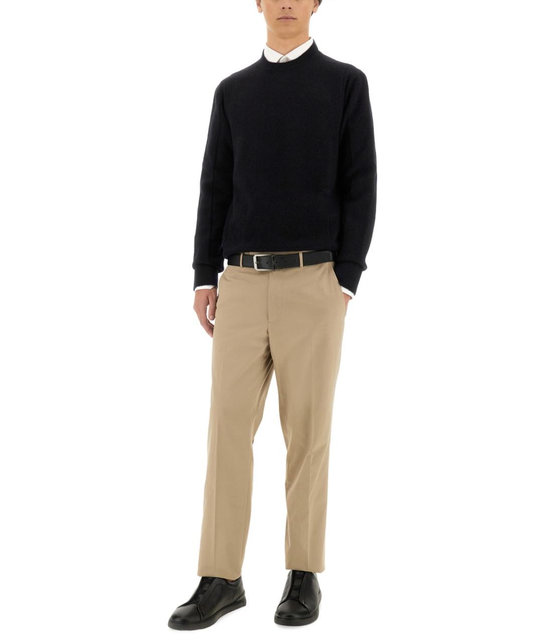 ZEGNA Бежевые хлопковые повседневные брюки, фото 2