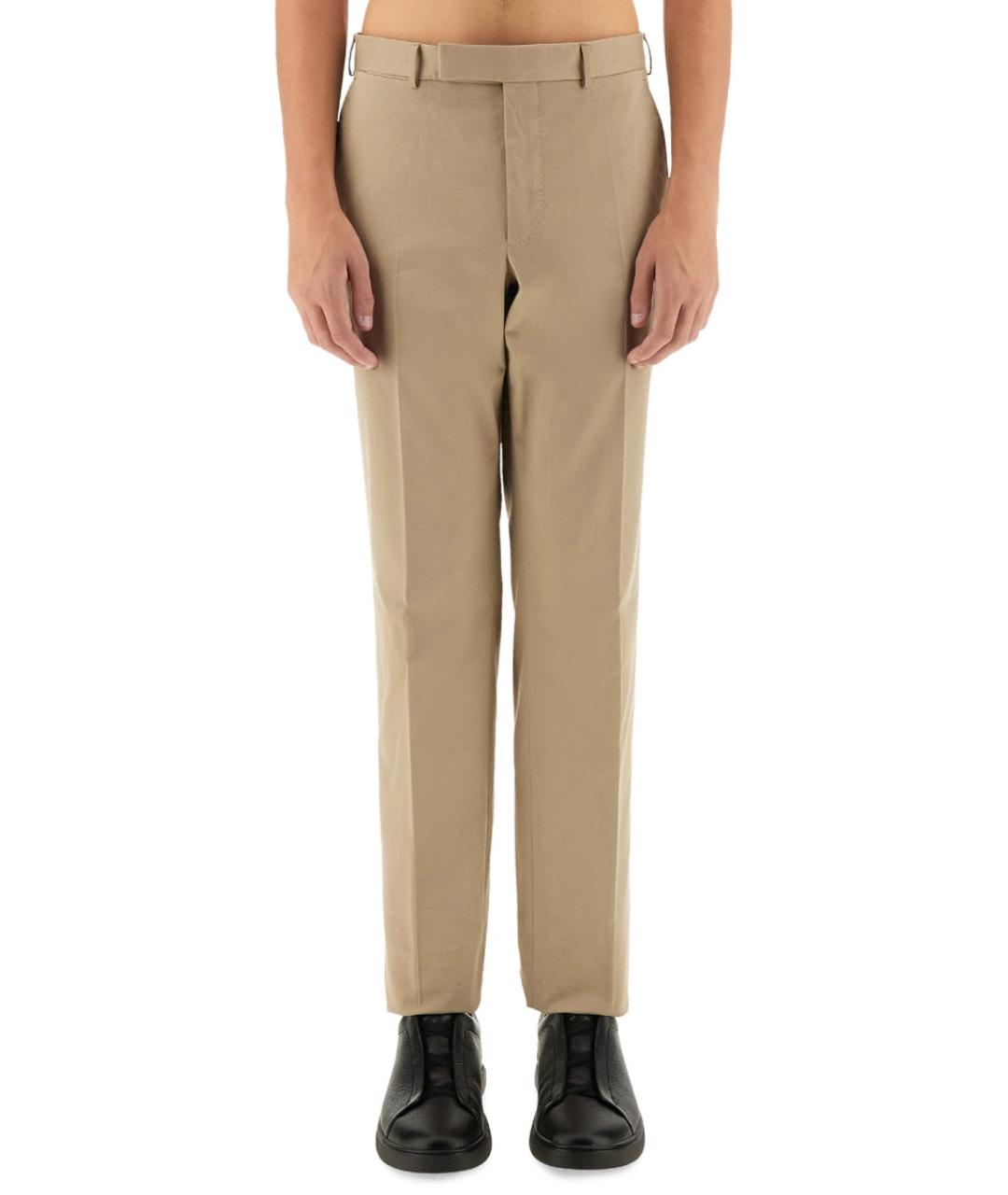 ZEGNA Бежевые хлопковые повседневные брюки, фото 5