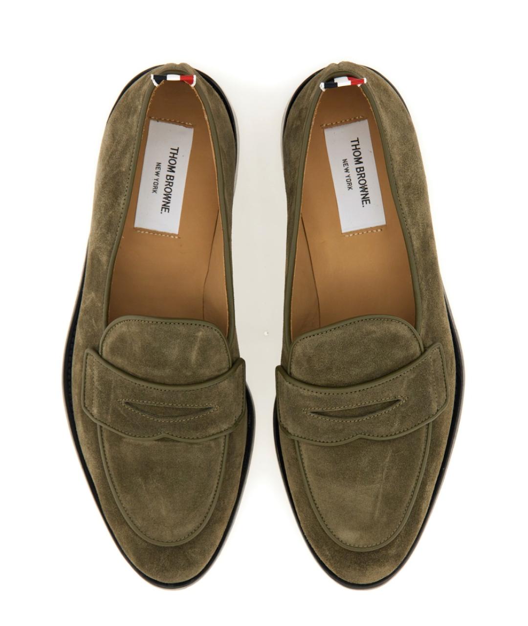 THOM BROWNE Зеленые замшевые лоферы, фото 2