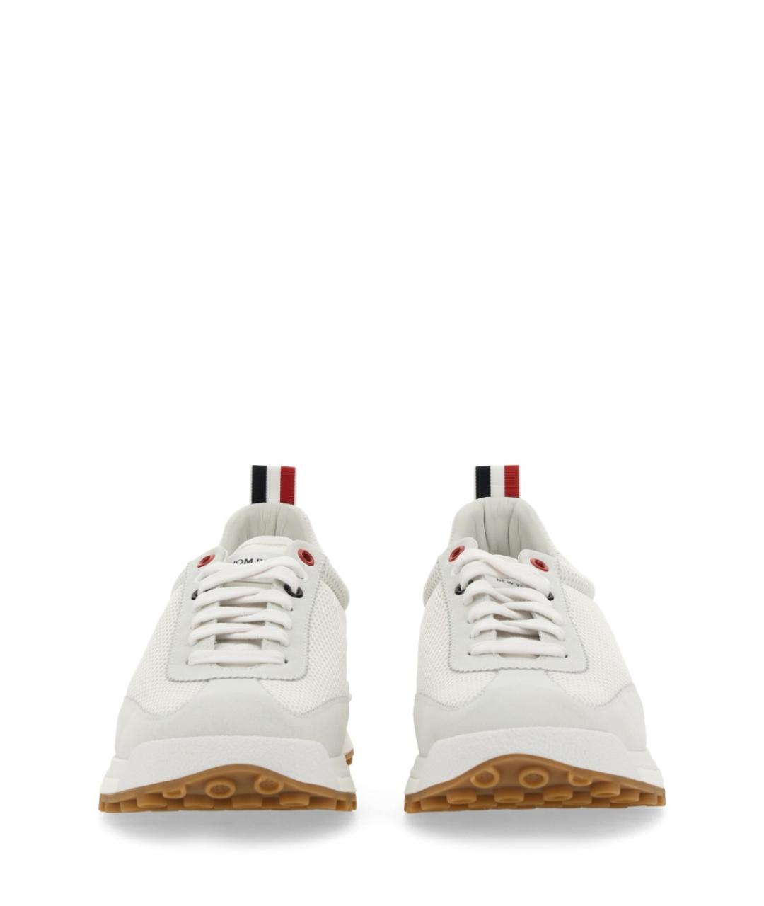 THOM BROWNE Белые текстильные низкие кроссовки / кеды, фото 4