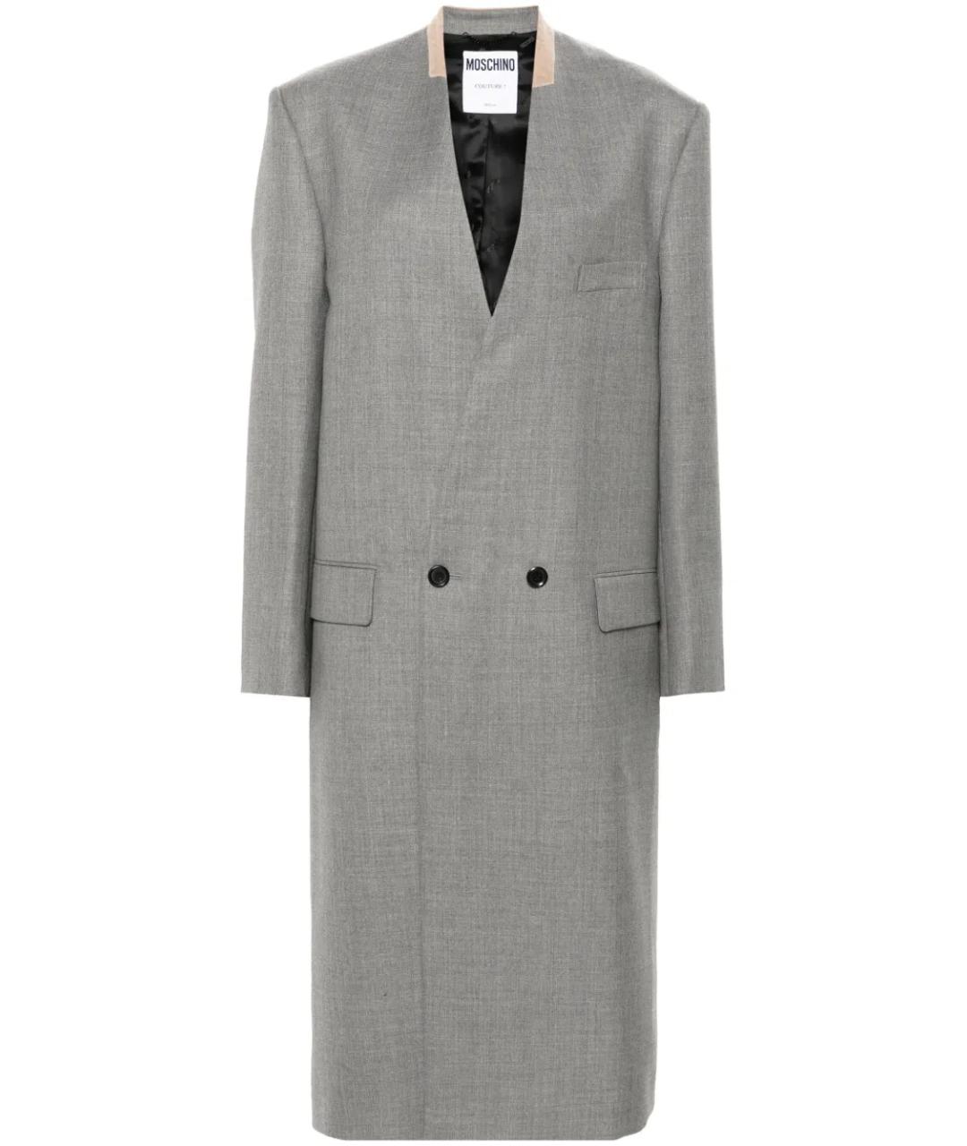MOSCHINO Серое шерстяное пальто, фото 1