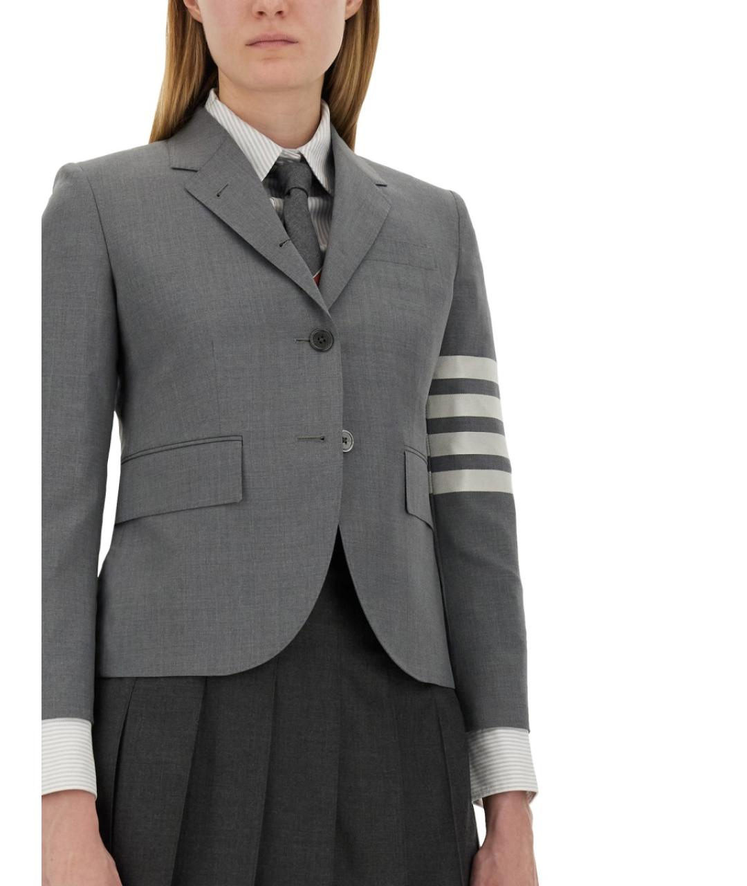 THOM BROWNE Серый шерстяной жакет/пиджак, фото 5