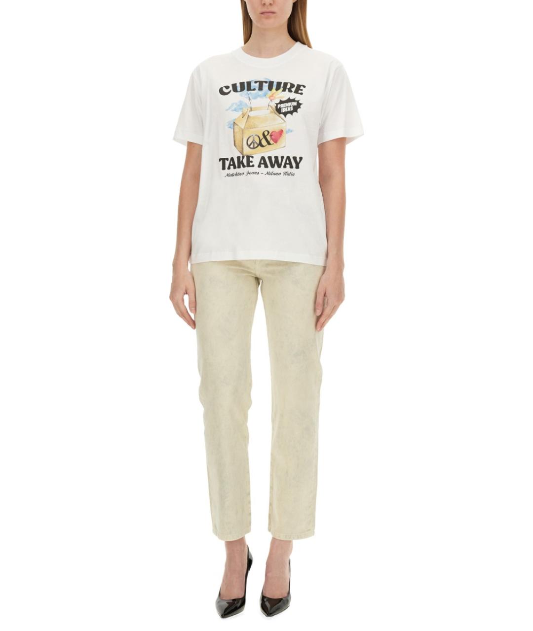 MOSCHINO JEANS Белая хлопковая футболка, фото 3