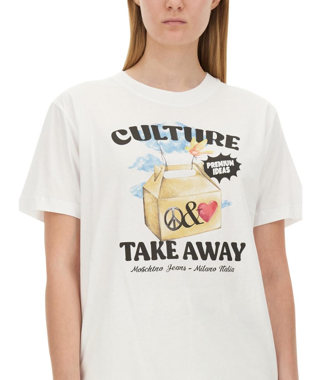 MOSCHINO JEANS Белая хлопковая футболка, фото 5
