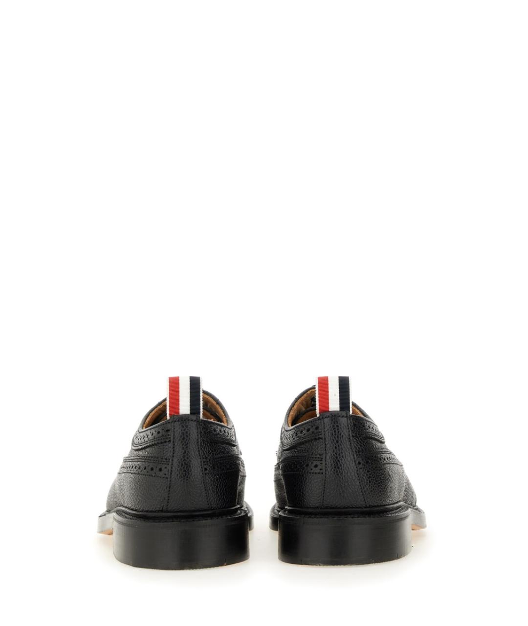 THOM BROWNE Черные кожаные низкие ботинки, фото 3