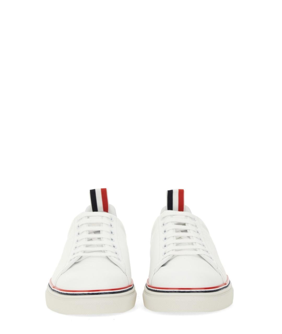 THOM BROWNE Белые кожаные низкие кроссовки / кеды, фото 4