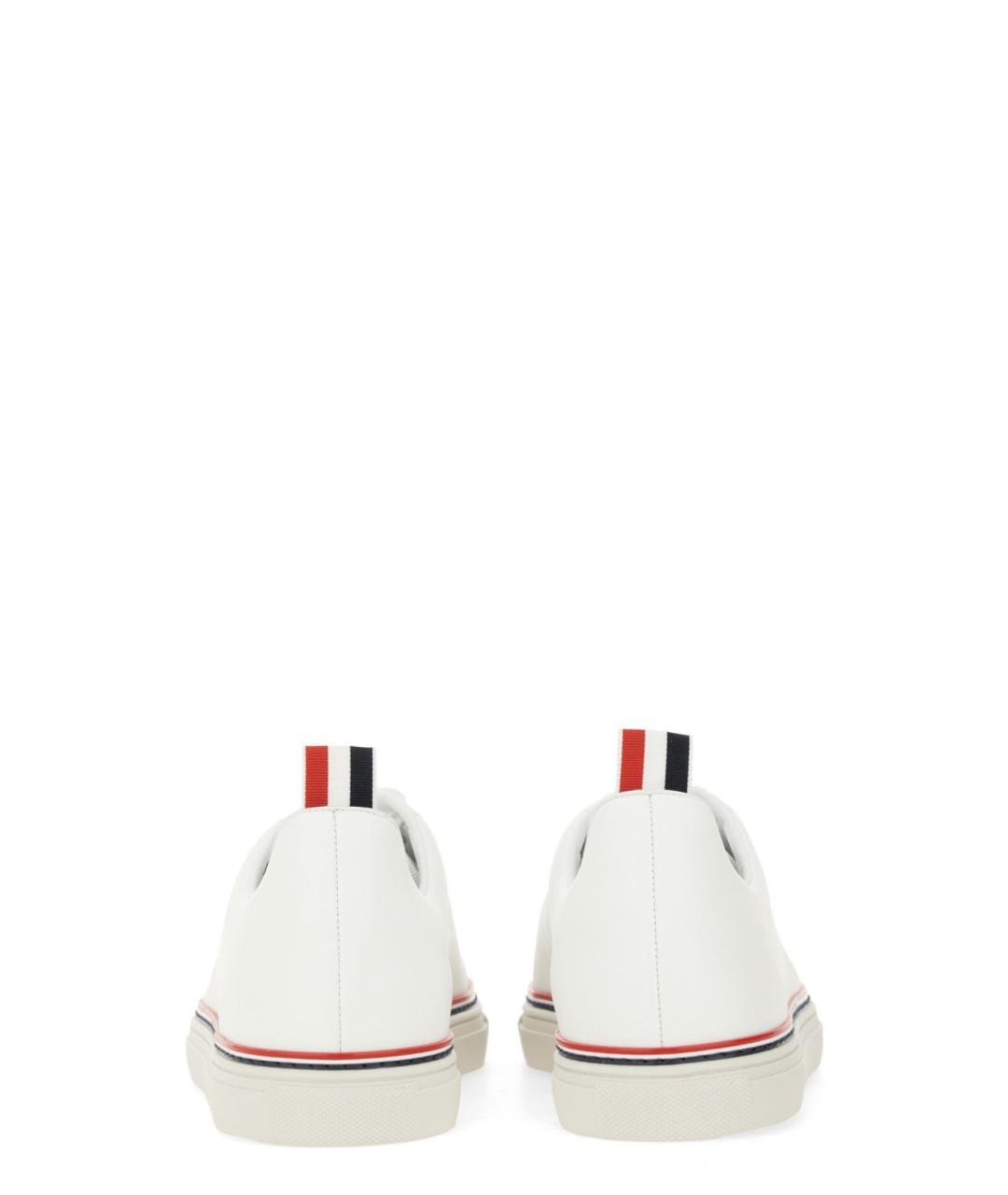 THOM BROWNE Белые кожаные низкие кроссовки / кеды, фото 3