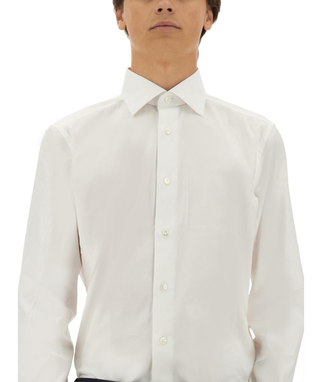 ZEGNA Белая хлопковая классическая рубашка, фото 4