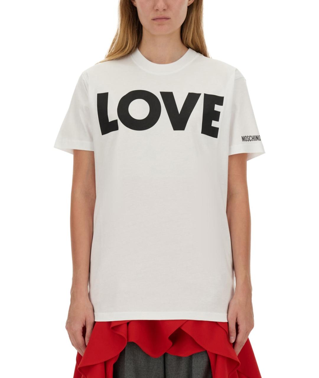 MOSCHINO Белая хлопковая футболка, фото 5