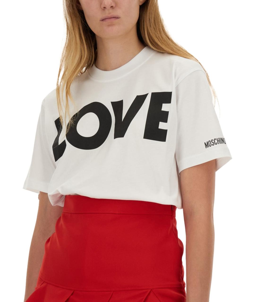 MOSCHINO Белая хлопковая футболка, фото 4