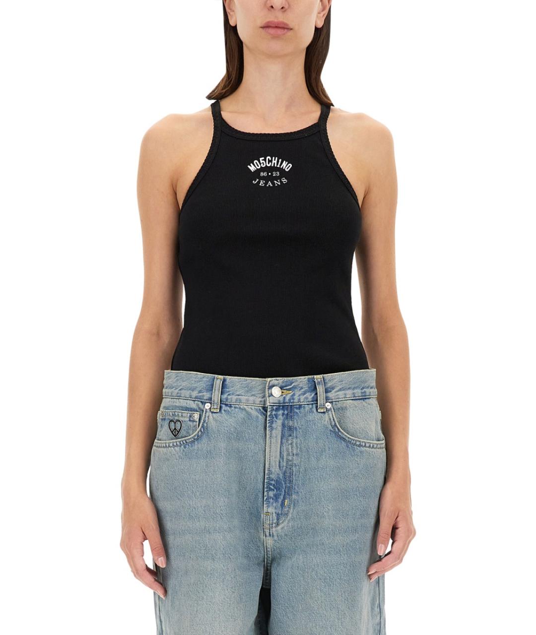 MOSCHINO JEANS Черная хлопковая майка, фото 5