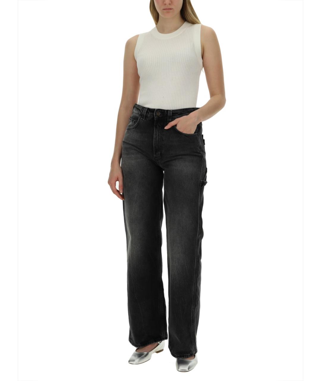 HAIKURE Черные хлопковые прямые джинсы, фото 2