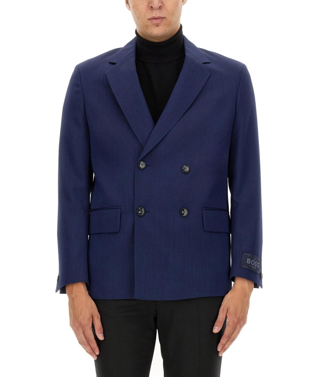 HUGO BOSS Синий шерстяной пиджак, фото 5