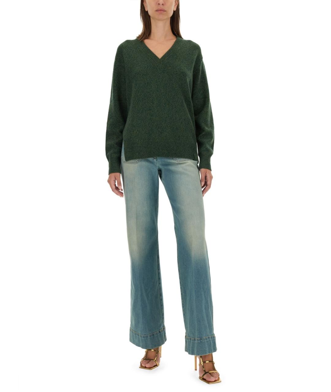 VICTORIA BECKHAM Зеленый шерстяной джемпер / свитер, фото 2