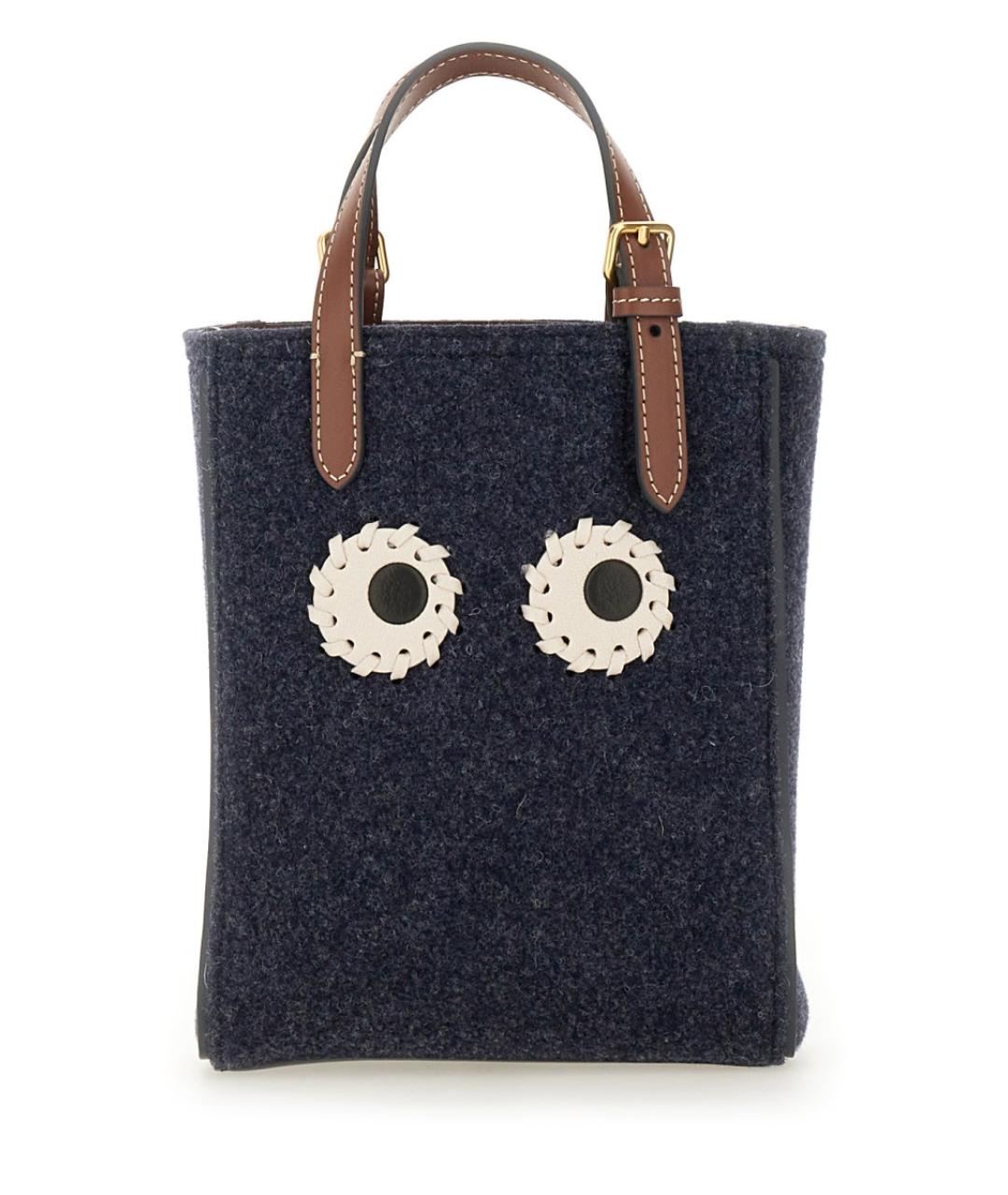 ANYA HINDMARCH Синяя шерстяная сумка тоут, фото 1