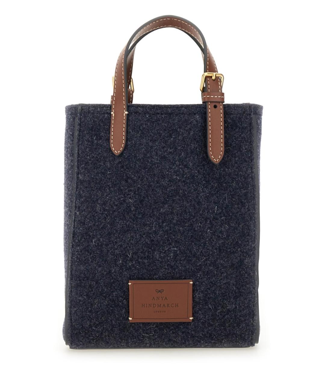 ANYA HINDMARCH Синяя шерстяная сумка тоут, фото 3
