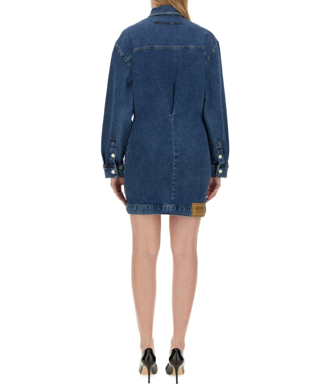 MOSCHINO JEANS Синее хлопковое повседневное платье, фото 4