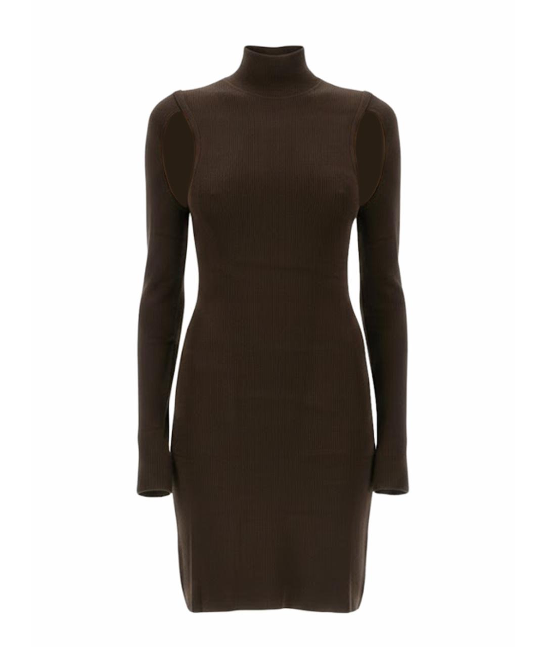 HELMUT LANG Коричневое вискозное повседневное платье, фото 1