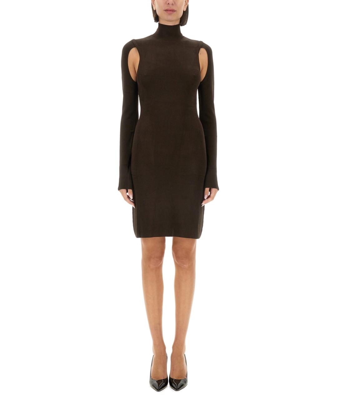 HELMUT LANG Коричневое вискозное повседневное платье, фото 5