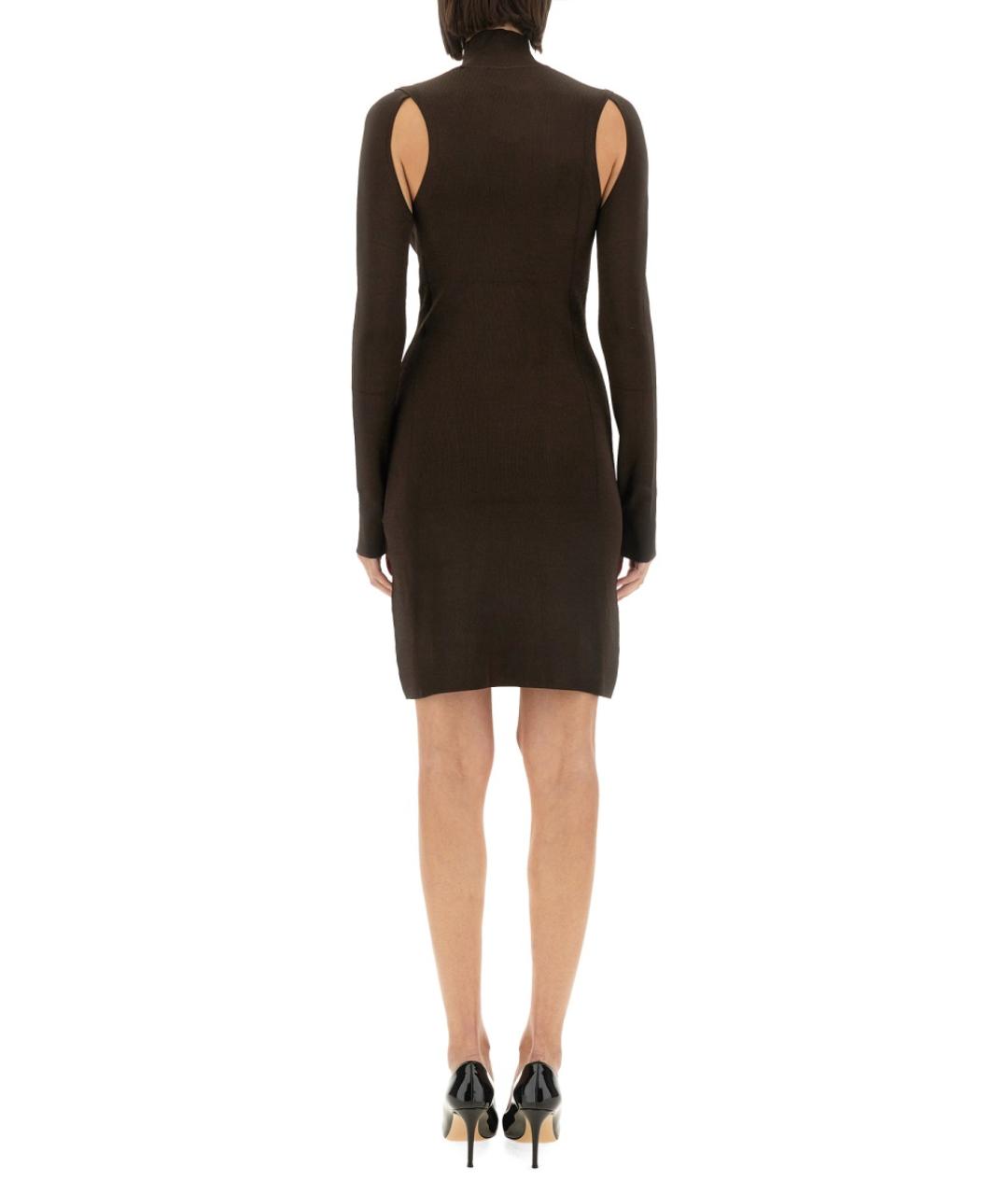 HELMUT LANG Коричневое вискозное повседневное платье, фото 3