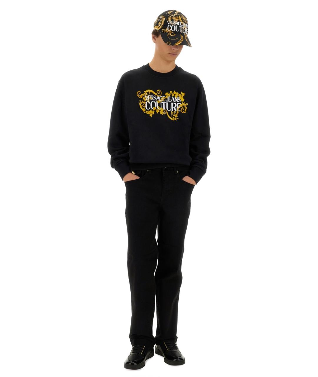 VERSACE JEANS COUTURE Черные хлопковые прямые джинсы, фото 2