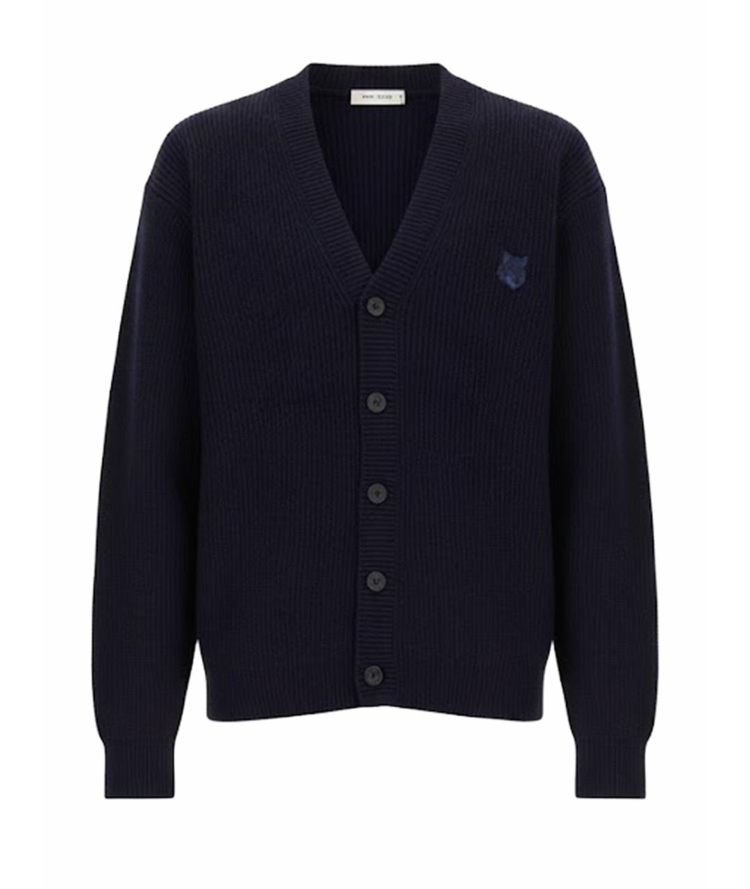 MAISON KITSUNE Синий шерстяной кардиган, фото 1