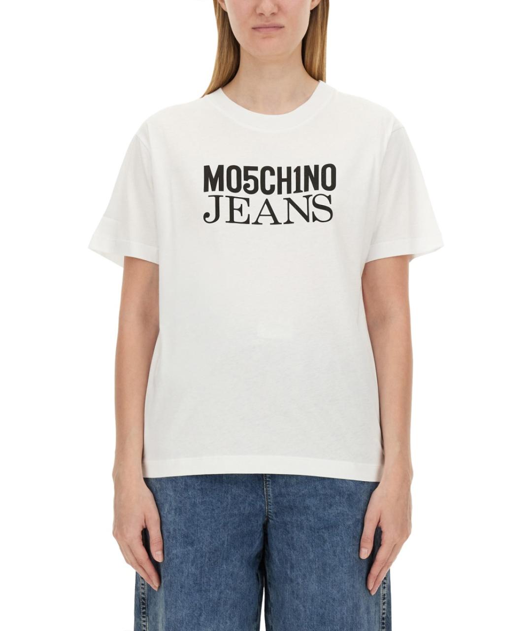 MOSCHINO JEANS Белая хлопковая футболка, фото 5
