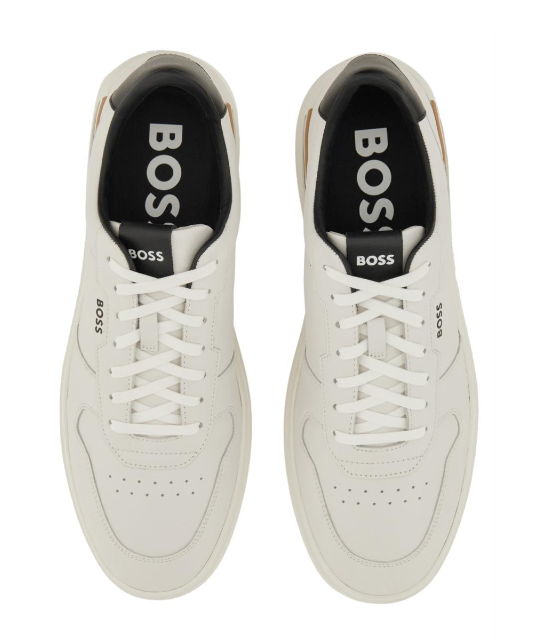 HUGO BOSS Белые кожаные низкие кроссовки / кеды, фото 3