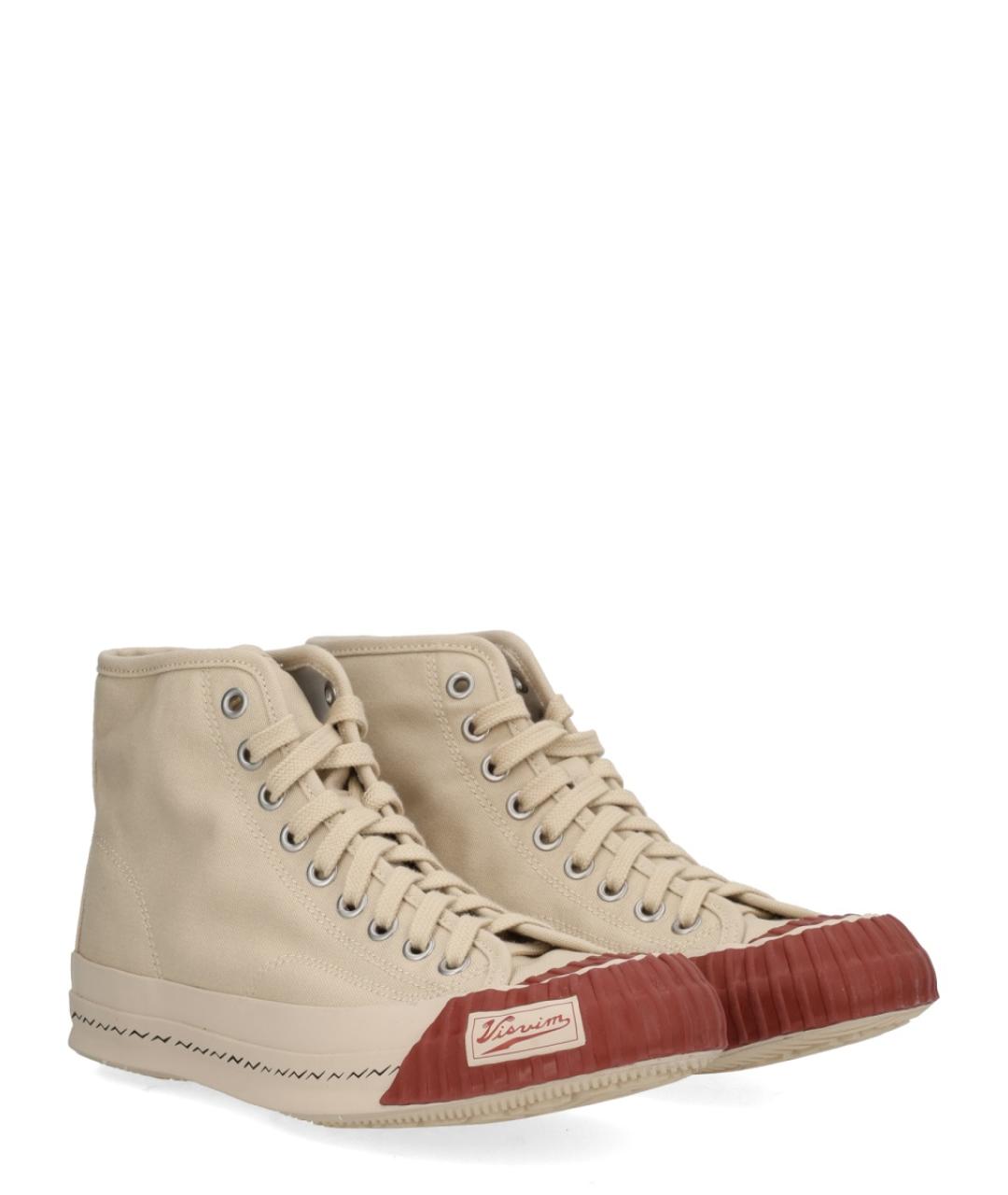 VISVIM Бежевые текстильные высокие кроссовки / кеды, фото 2