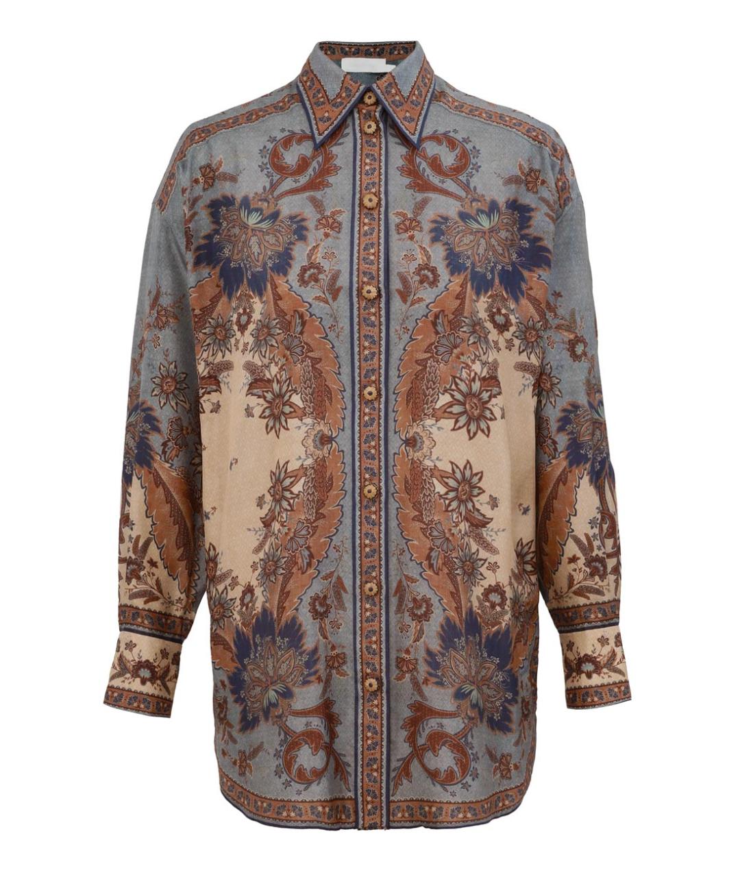 ZIMMERMANN Синяя шелковая рубашка, фото 1