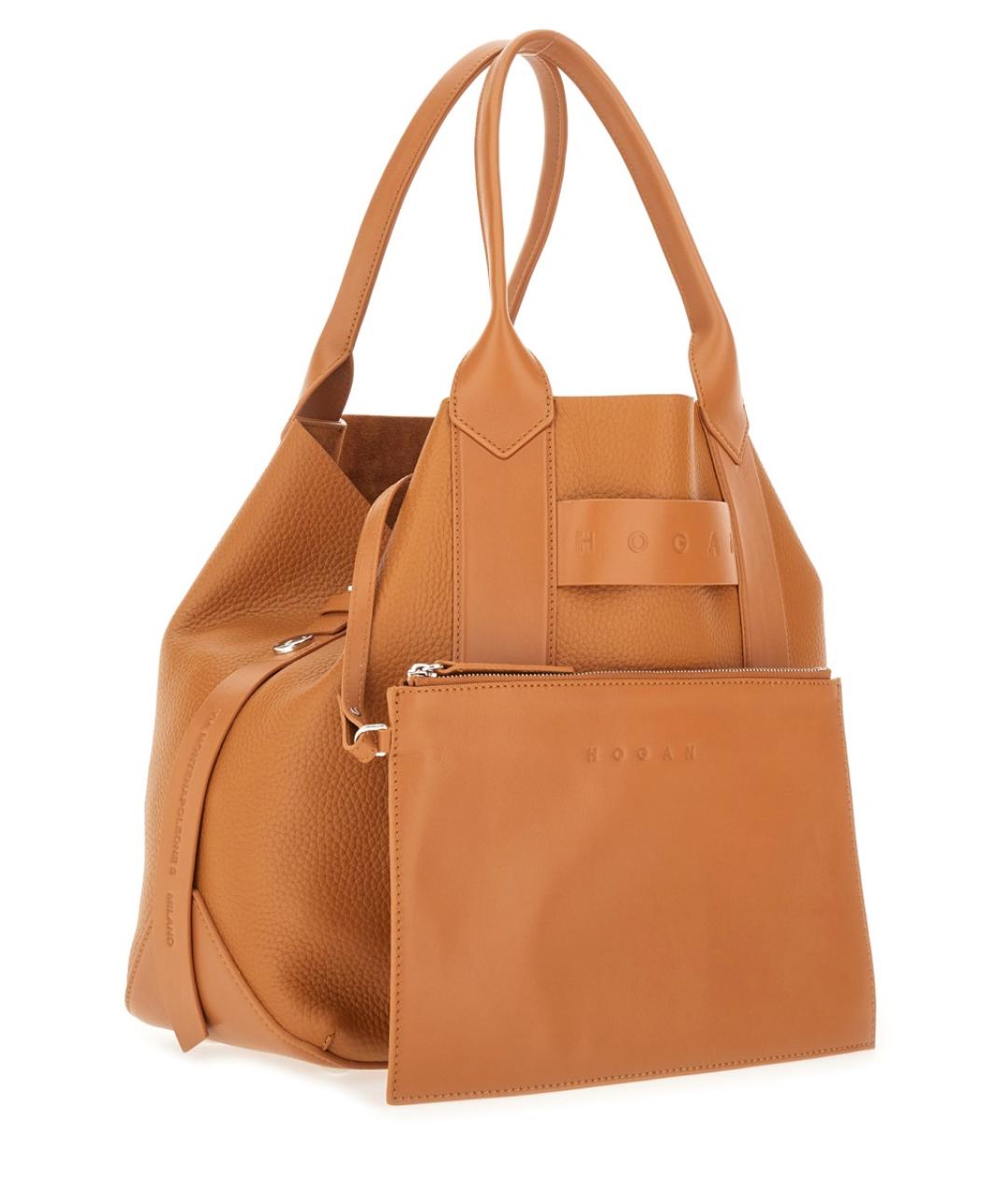 HOGAN Коричневая кожаная сумка тоут, фото 3