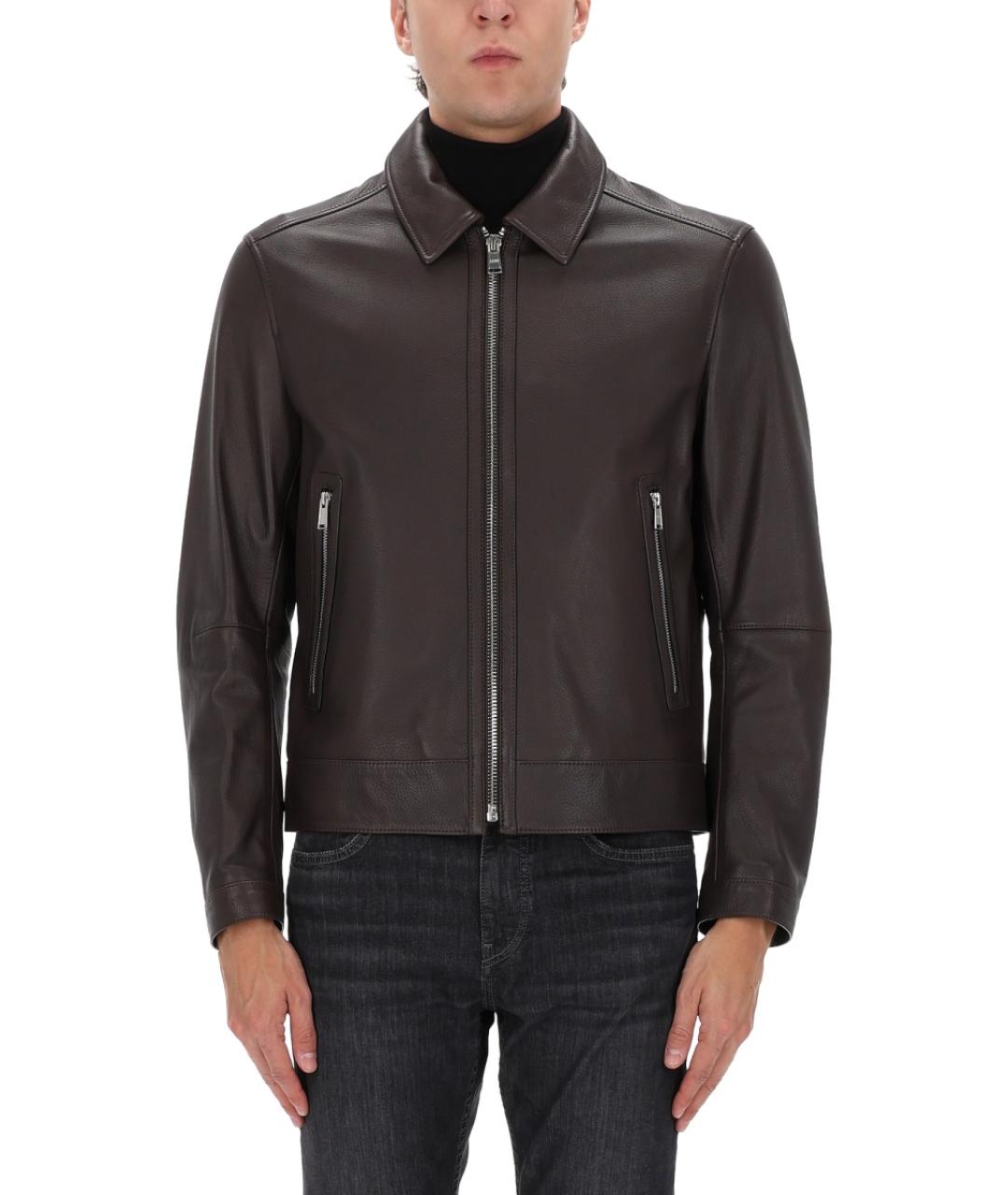 HUGO BOSS Коричневая кожаная куртка, фото 4