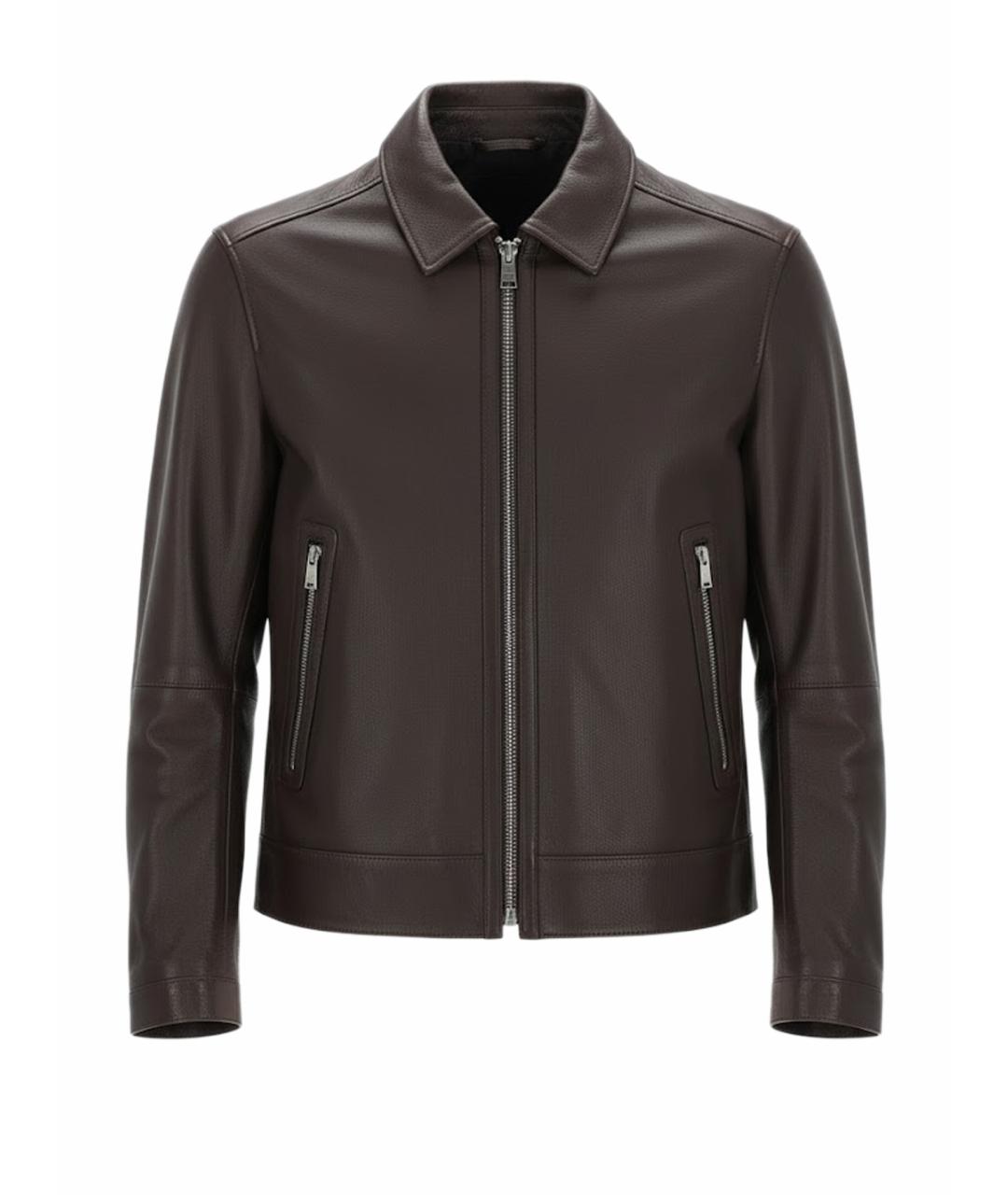 HUGO BOSS Коричневая кожаная куртка, фото 1