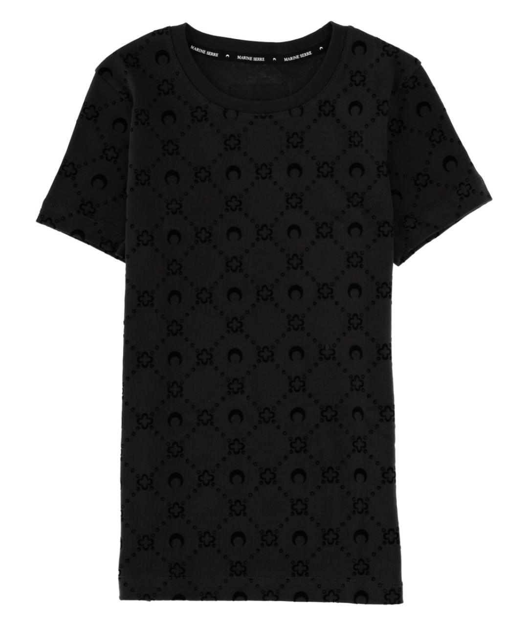 MARINE SERRE Черная хлопковая футболка, фото 1