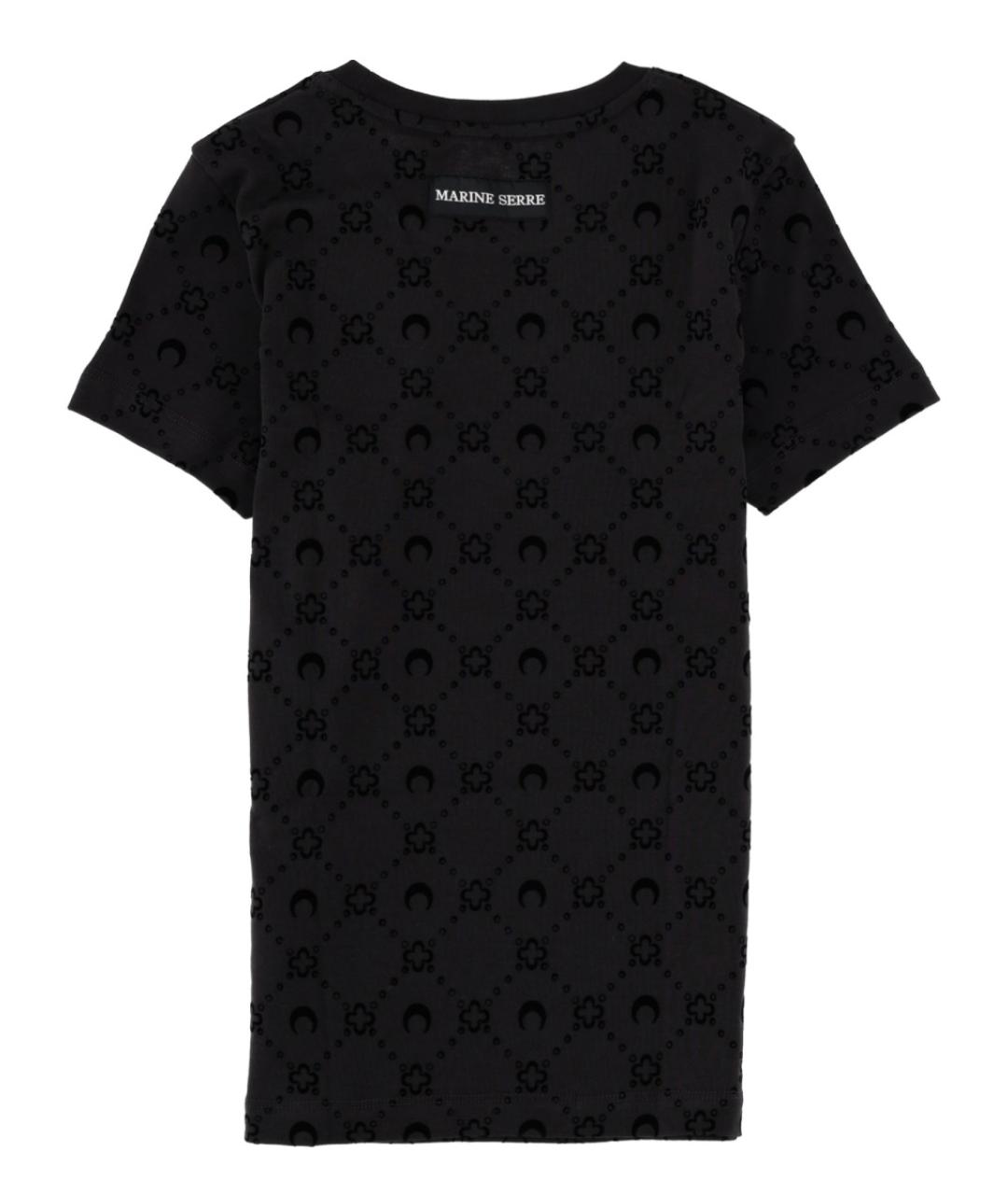 MARINE SERRE Черная хлопковая футболка, фото 2