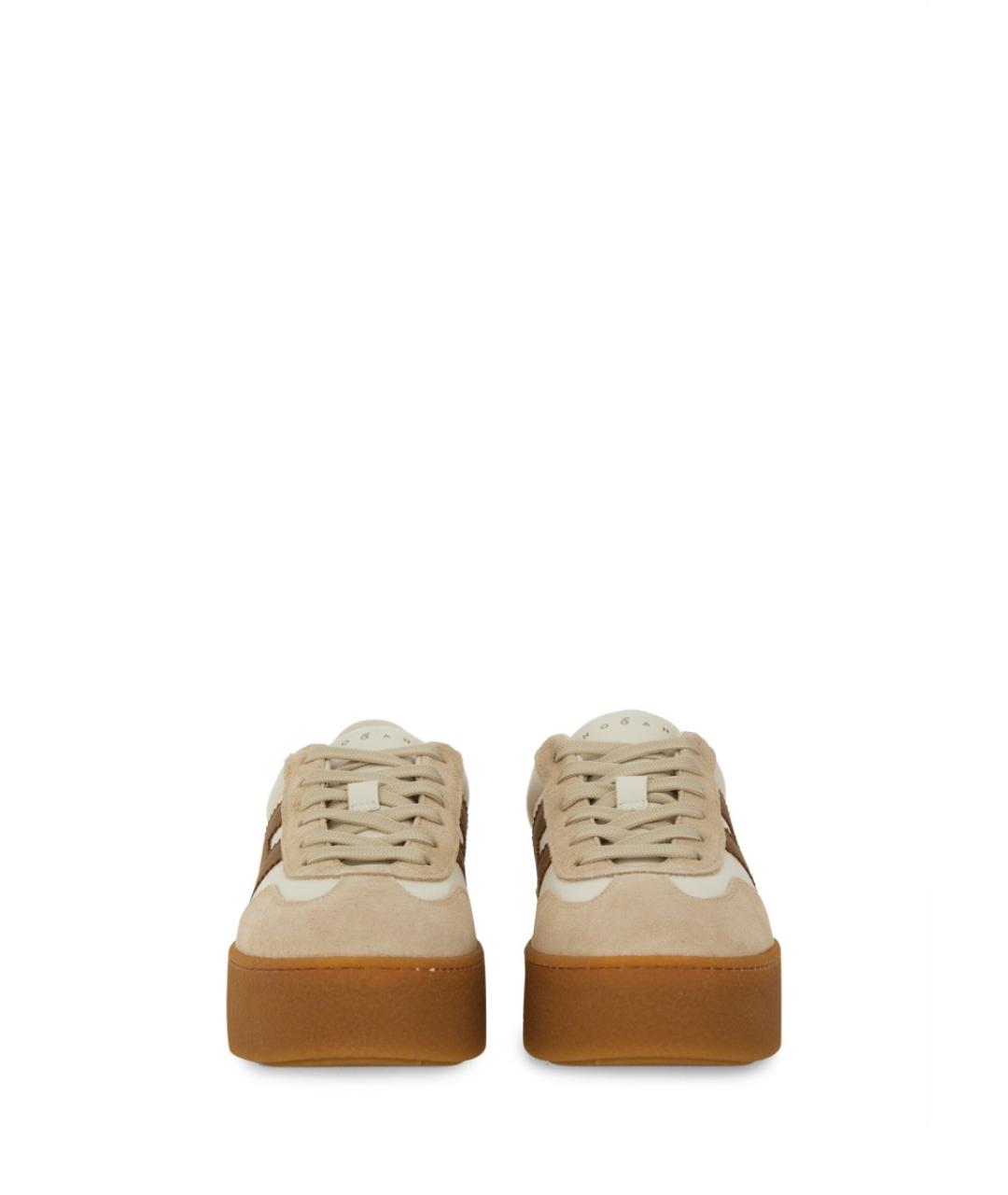 HOGAN Бежевые кожаные кроссовки, фото 4