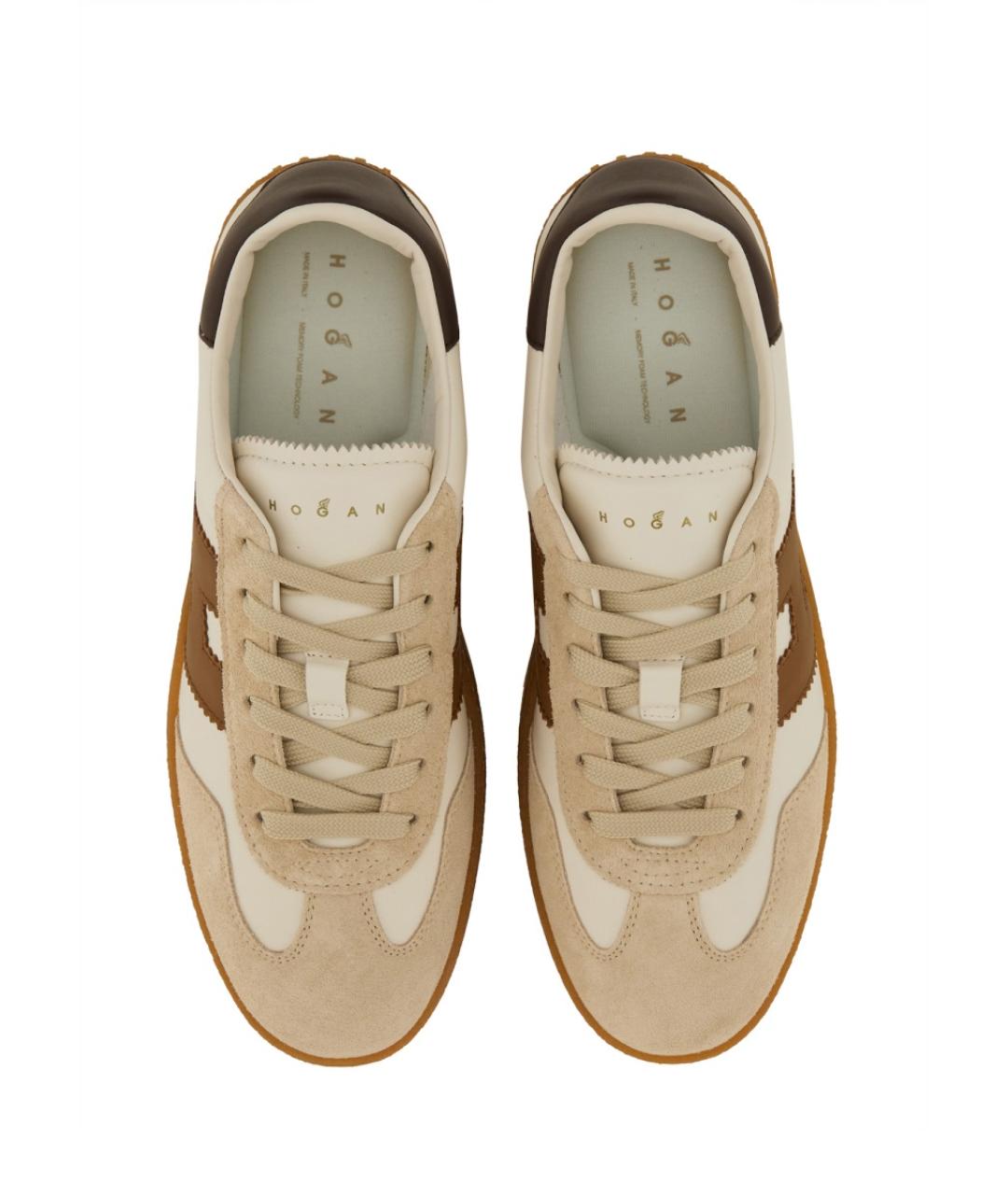 HOGAN Бежевые кожаные кроссовки, фото 6
