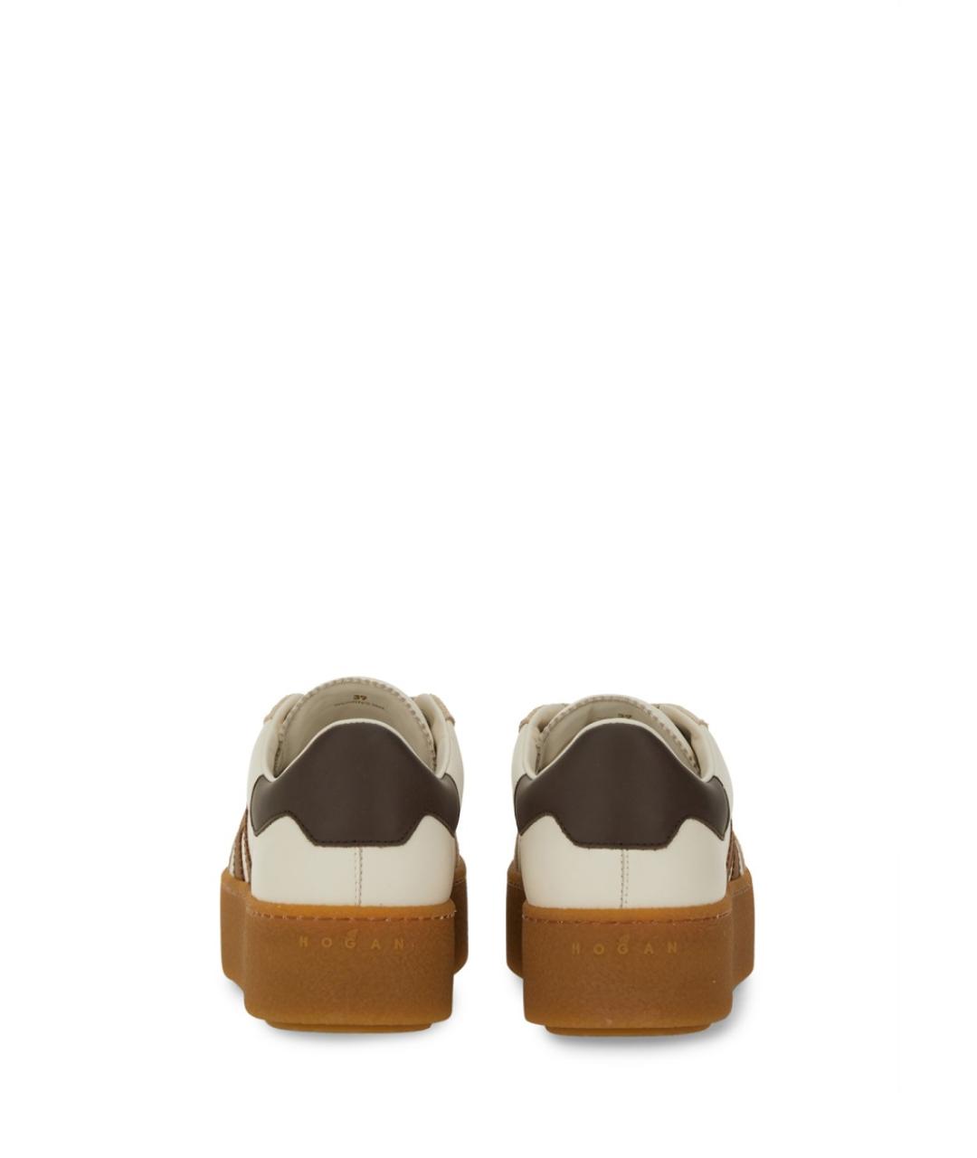 HOGAN Бежевые кожаные кроссовки, фото 3