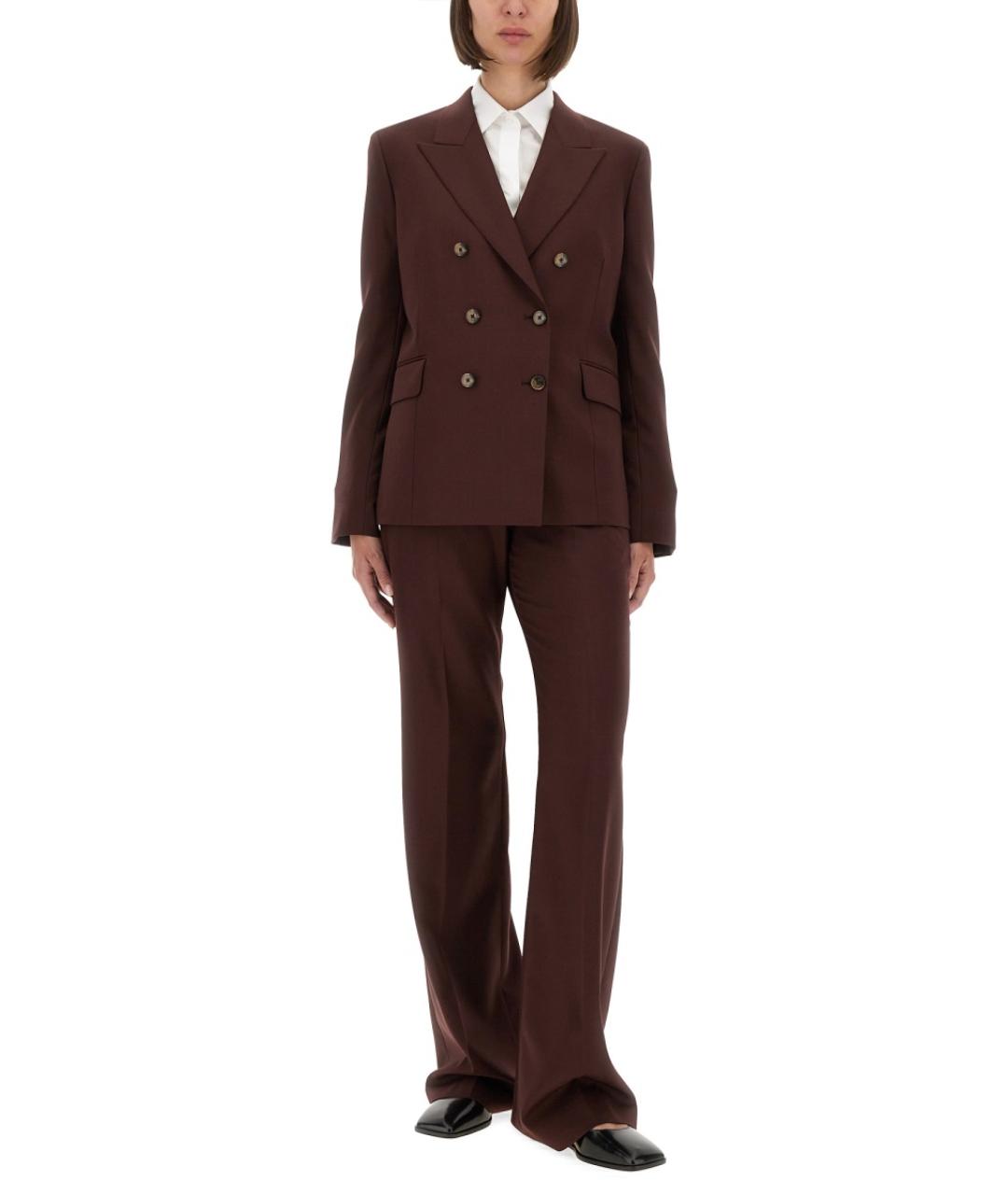 PAUL SMITH Бордовые шерстяные прямые брюки, фото 2