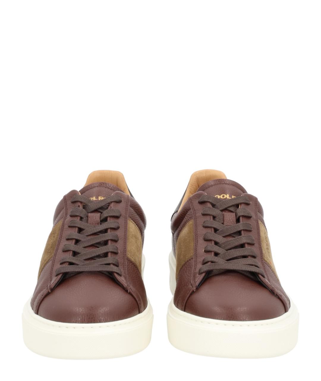 WOOLRICH Коричневые кожаные низкие кроссовки / кеды, фото 3