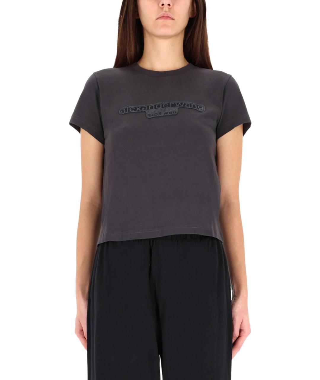 ALEXANDER WANG Черная хлопковая футболка, фото 5