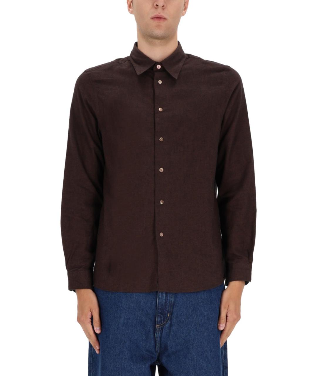 PS BY PAUL SMITH Коричневая хлопковая кэжуал рубашка, фото 5